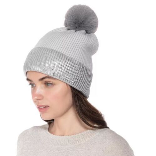 Photo 1 of Inc International Concepts Foil Cuff Beanie in Grey Silver Lined 