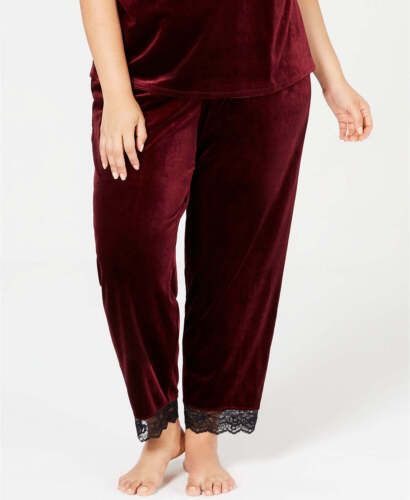 Photo 1 of SIZE 2X INC International Concepts Women's Plus Size Lace Trim Velvet Pajama Pants