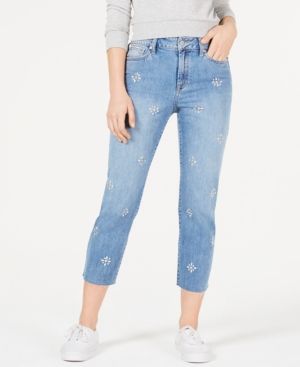 Photo 1 of SIZE 3 REWASH Juniors' Charlie Embellished Raw-Hem Jeans