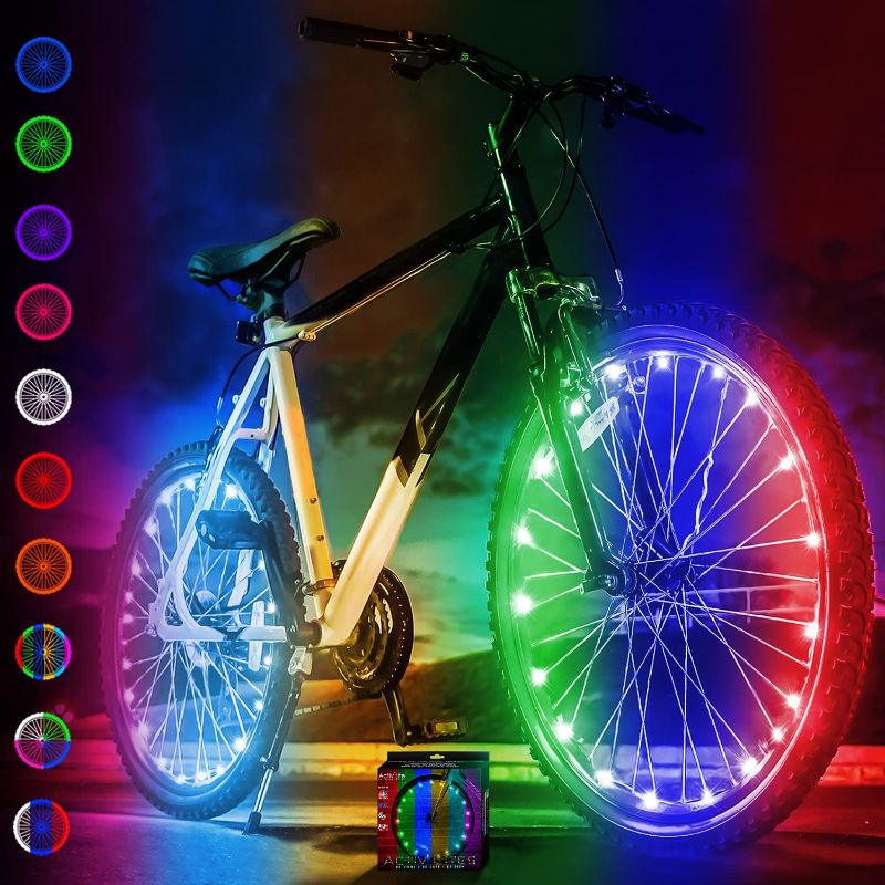 Photo 1 of Activ Life 2-Tire Pack LED Bike Wheel Lights with Batteries Included! Get 100% Brighter and Visible from All Angles for Ultimate Safety and Style
