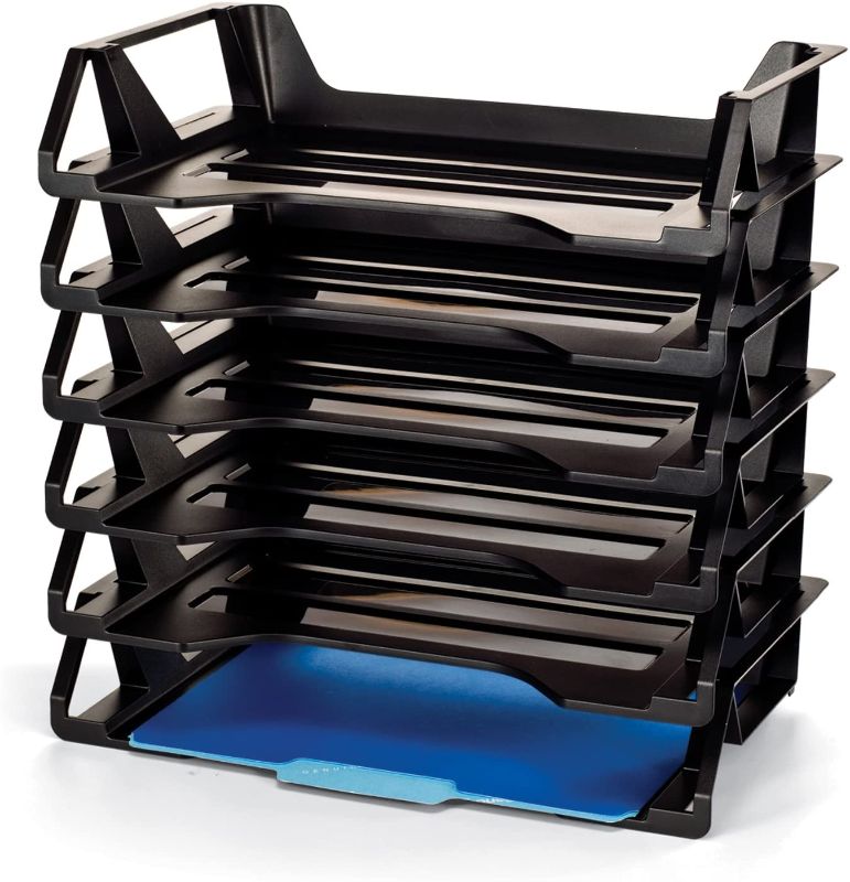 Photo 1 of Officemate OIC Achieva Side Load Letter Tray, Recycled, Black, 6 Pack (26212)
