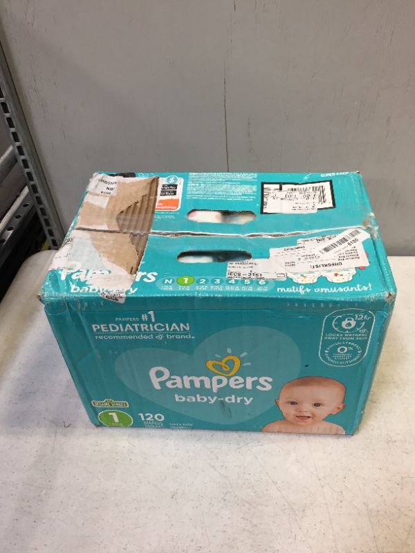 Photo 3 of Diapers Newborn/Size 1 (8-14 lb), 120 Count - Pampers Baby Dry Disposable Baby Diapers, Super Pack
