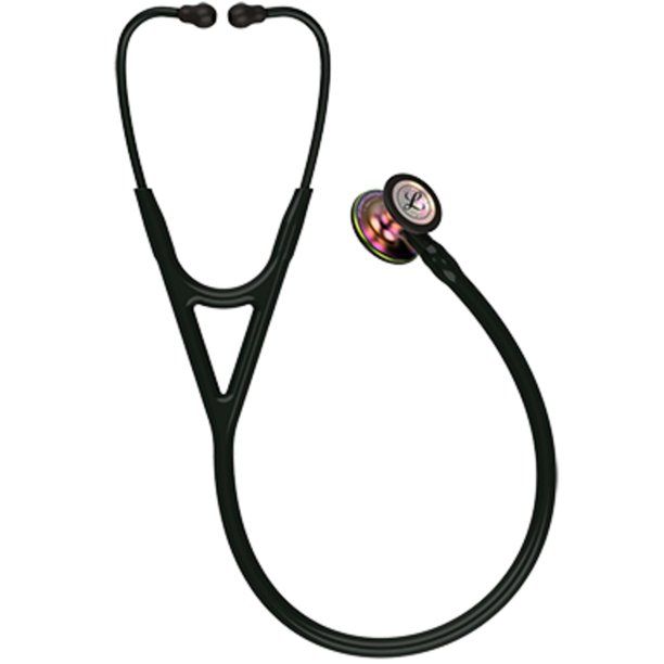 Photo 1 of 3M Littmann Cardiology IV Diagnostic Stethoscope, Rainbow-Finish Chestpiece, Black Tube, Stem