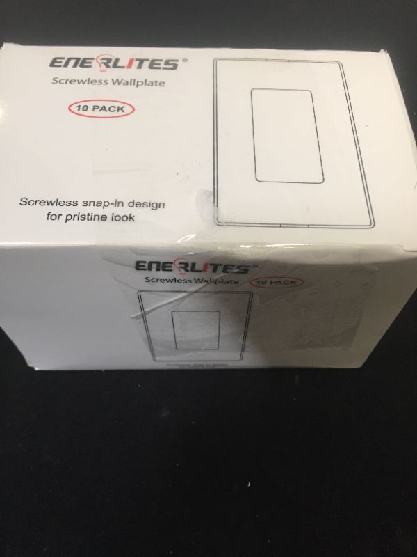 Photo 1 of ***ONLY HAS 9/10*** ENERLITES Screwless Decorator Wall Plates Child Safe Outlet Covers, Size 1-Gang 4.68" H x 2.93" L, Polycarbonate Thermoplastic, SI8831-W-10PCS, White (10 Pack) 

