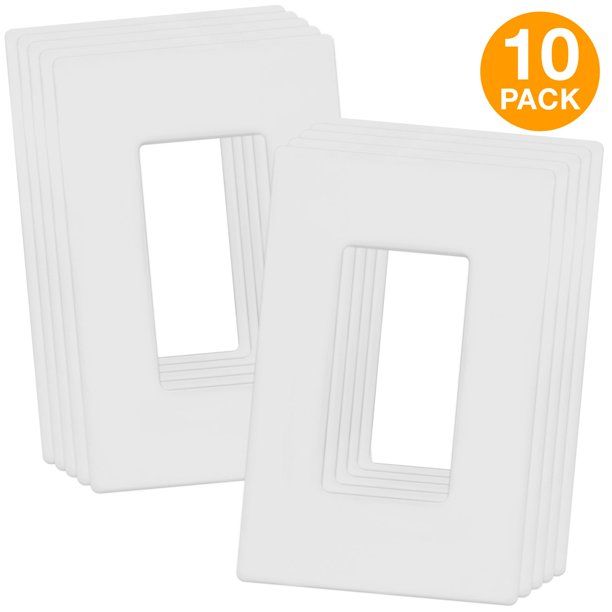 Photo 1 of ENERLITES Screwless Decorator Wall Plates Child Safe Outlet Covers, Size 1-Gang 4.68" H x 2.93" L, Polycarbonate Thermoplastic, SI8831-W-10PCS, White (10 Pack)
