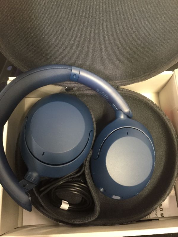 Photo 7 of Sony WH-XB910N Extra BASS Noise Cancelling Headphones, Wireless Bluetooth Over The Ear Headset with Microphone and Alexa Voice Control, Blue (Amazon Exclusive)
