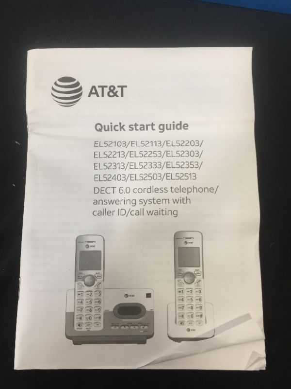 Photo 3 of AT&T EL52313 3-Handset Expandable Cordless Phone with Answering System & Extra-large Backlit Keys **CAN NOT TEST PRODUCT**
