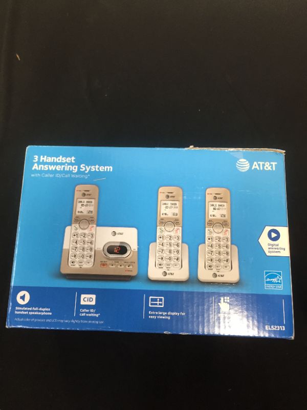 Photo 2 of AT&T EL52313 3-Handset Expandable Cordless Phone with Answering System & Extra-large Backlit Keys **CAN NOT TEST PRODUCT**

