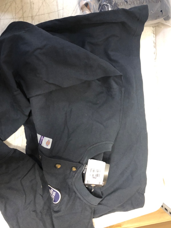 Photo 2 of Dickies Men's Long Sleeve Heavyweight Henley Shirt - Dark Navy Size 2Xl (WL451)
