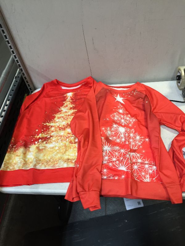 Photo 1 of CHRISTMAS TREE SWEATSHIRTS RED/SILVER/GOLD 2 PCK
DIFFERENT SIZES