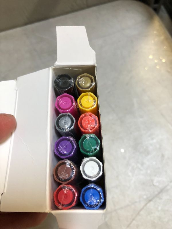 Photo 3 of Acrylic Paint Pen Markers Fine Tip in 12 Vivid Fast Drying Colors For Glass, Wood, Mugs, Rock, Metal, Clay
