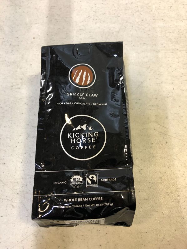 Photo 2 of Kicking Horse Coffee, Grizzly Claw, Dark Roast, Whole Bean Coffee, 10 oz
EXP MARCH 15 2022