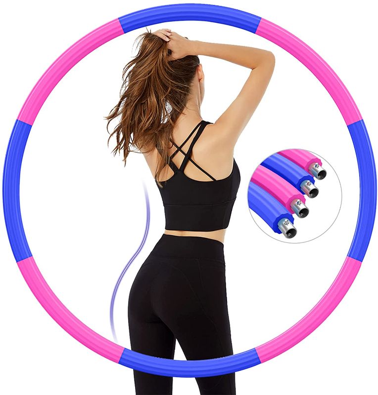 Photo 1 of Aioweika Weighted Exercise Hoop for Adults Weight Loss, Improved Stainless Steel Workout Hoop for Exercise, 8 Sections Detachable Design with Thicker Foam, 2.7 lb for Slimming
