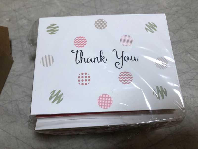 Photo 2 of (48 pack) Thank You Cards Set with Envelopes - Professional paper with red yellow silver blue pink designs and blank white inside - Bulk pack of notes perfect for baby shower wedding birthday party