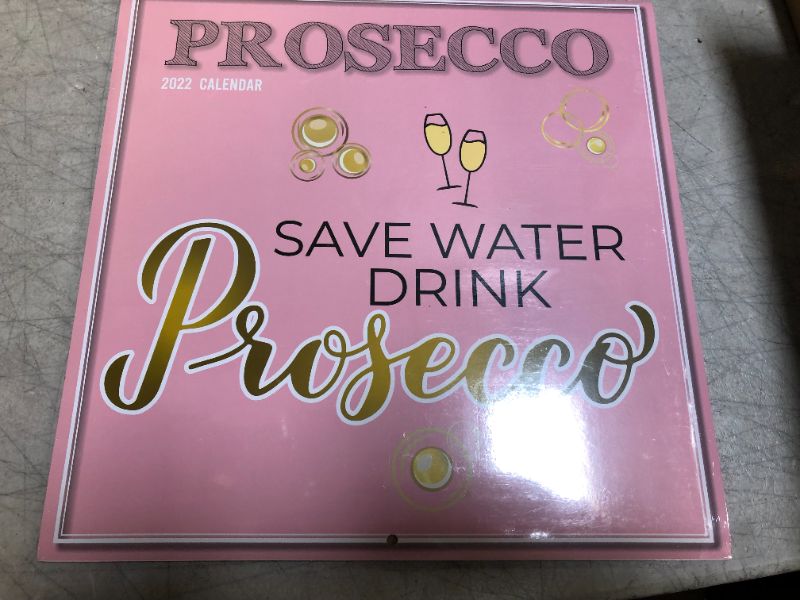 Photo 2 of 2022 Square Wall Calendar - Prosecco Signs, 12 x 12 Inch Monthly View, 16-Month, Funny Corner Theme, Includes 180 Reminder Stickers