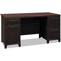 Photo 1 of BOX 1 ONLY Bush Enterprise Collection 60W Double Pedestal Desk, 60w x 28.63d x 29.75h, Mocha Cherry MISSING BOX 2
