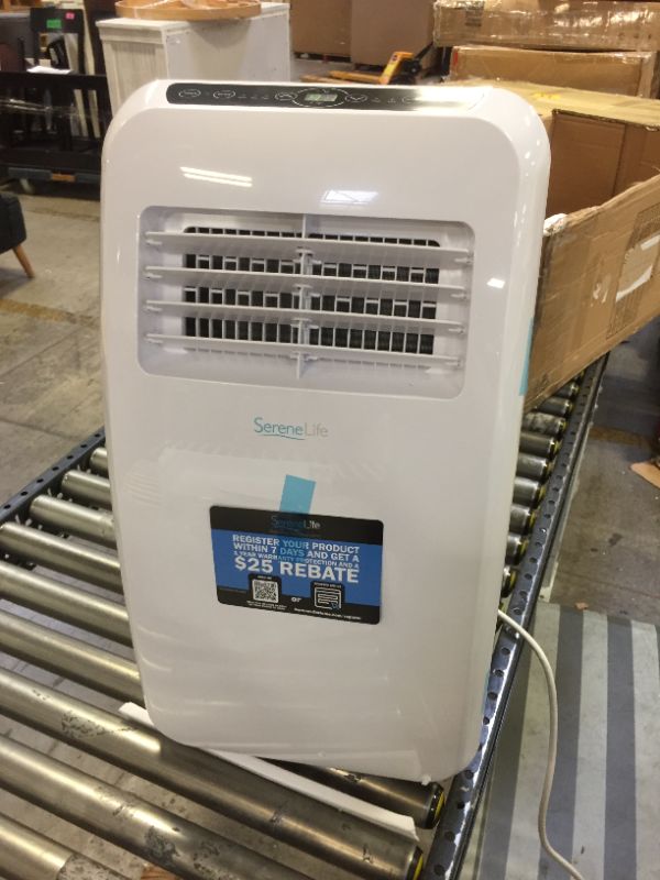 Photo 2 of Portable Electric Air Conditioner Unit - 900W 8000 BTU Power Plug In AC Cold Indoor Room Conditioning System w/ Cooler, Dehumidifier, Fan, Exhaust Hose, Window Seal, Wheels, Remote - SereneLife SLPAC8
