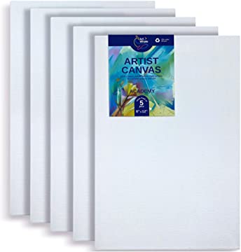 Photo 1 of ArtWhale 5 Pack Striped Canvas 8 x 12 Inch 07 Inch Thick 100 Cotton Gessoed Acrylic Triple Primed Canvas Supplies