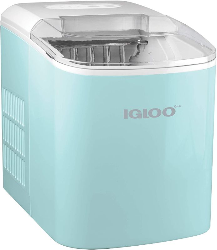 Photo 1 of Igloo ICEB26AQ Automatic Portable Electric Countertop Ice Maker Machine, 26 Pounds in 24 Hours, 9 Ice Cubes Ready in 7 Minutes, With Ice Scoop and Basket, Perfect for Water Bottles, Mixed Drinks
