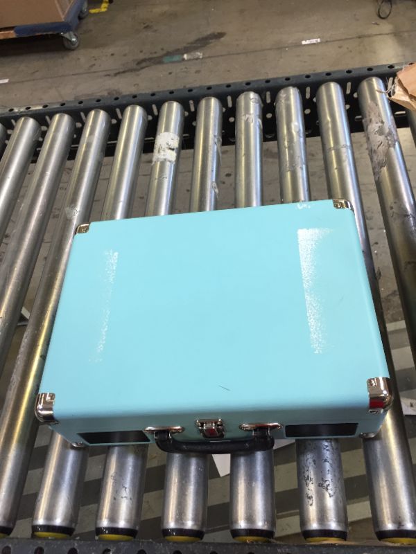 Photo 1 of Vinyl Stereo Blue Record Player 3 Speed Portable Turntable Suitcase Built in 2 Speakers RCA Line Out AUX Headphone Jack PC Recorder

