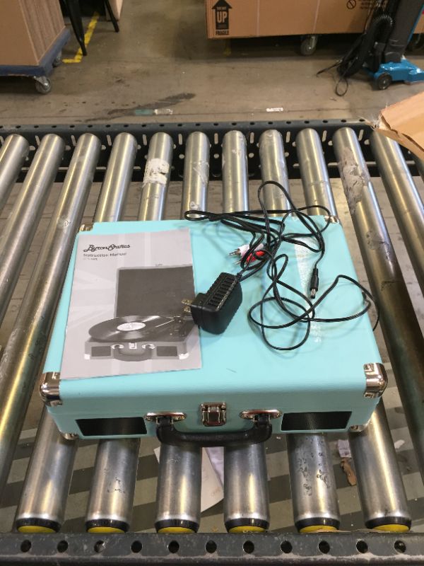 Photo 1 of Vinyl Stereo Blue Record Player 3 Speed Portable Turntable Suitcase Built in 2 Speakers RCA Line Out AUX Headphone Jack PC Recorder
