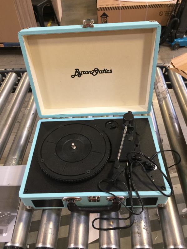 Photo 1 of Vinyl Stereo Blue Record Player 3 Speed Portable Turntable Suitcase Built in 2 Speakers RCA Line Out AUX Headphone Jack PC Recorder
