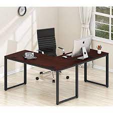 Photo 1 of SHW Home Office 55"x60" Large L Shaped Corner Desk, Black Cherry ($93.04 Retail)
