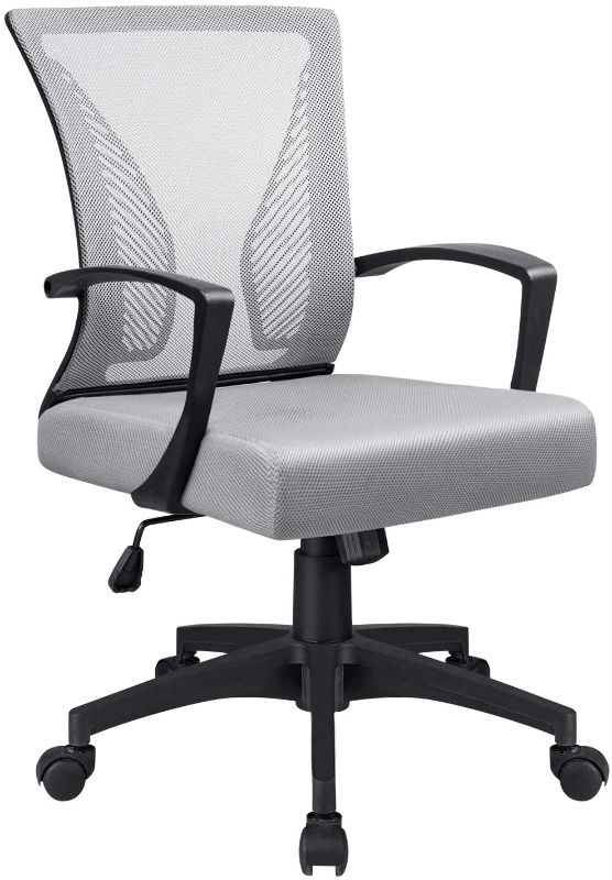 Photo 1 of Office Mid Back Mesh Chair Ergonomic Swivel Lumbar Support Desk Computer Chair WHITE BLACK