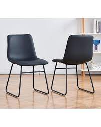 Photo 1 of BOJOY Pu Leather Upholstered Dining Chairs Set of 2 black