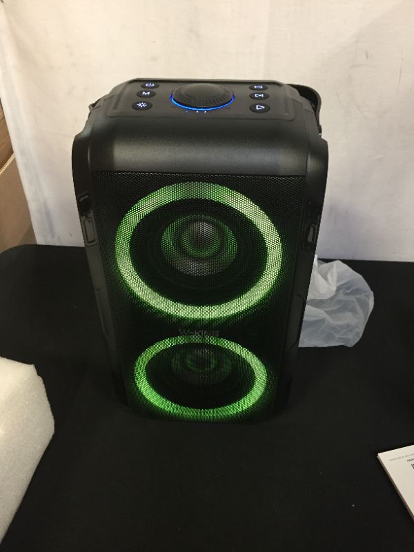 Photo 2 of Soundcore Trance Bluetooth Speaker, Outdoor Bluetooth Speaker with 18 Hour Playtime, BassUp Technology, Huge 101dB Sound, LED Lights, Soundcore App, IPX7 Waterproof, Wireless Speaker for Party/// missing charger cable
