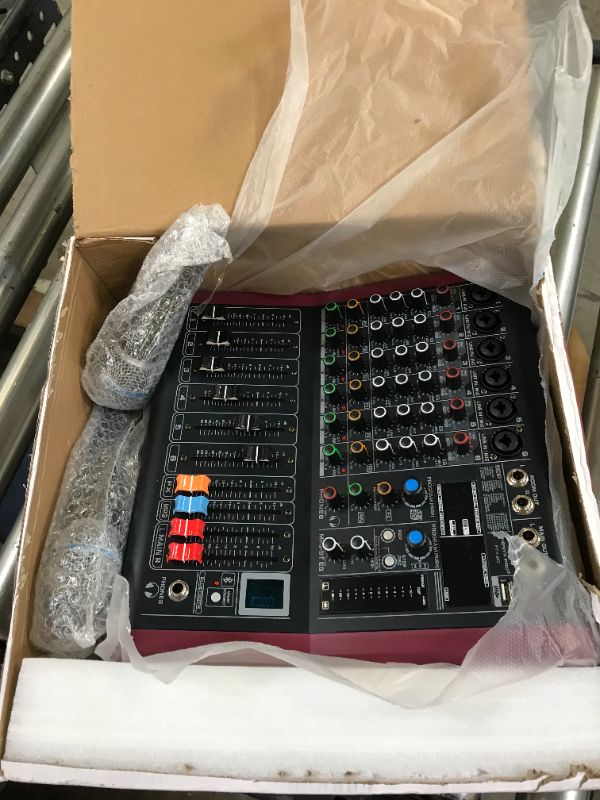 Photo 2 of 6-Channel Professional Mono Audio Mixer, Phenyx Pro Sound Board w/ 3-Band EQ, Build-in 99 DSP Effects, BT Function, Recording to USB Drive, Ideal For Studio, Stage, Karaoke (PTX-20)
