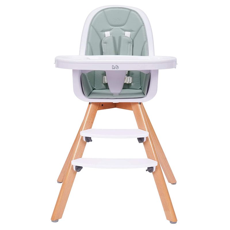 Photo 1 of Baby High Chair with Double Removable Tray for Baby/Infants/Toddlers, 3-in-1 Wooden High Chair/Booster/Chair | Grows with Your Child | Adjustable Legs | Modern Wood Design | Easy to Assemble
