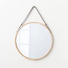 Photo 1 of 26" Wood Mirror with Pleather Strap Hanger - Threshold™ designed with Studio McGee
