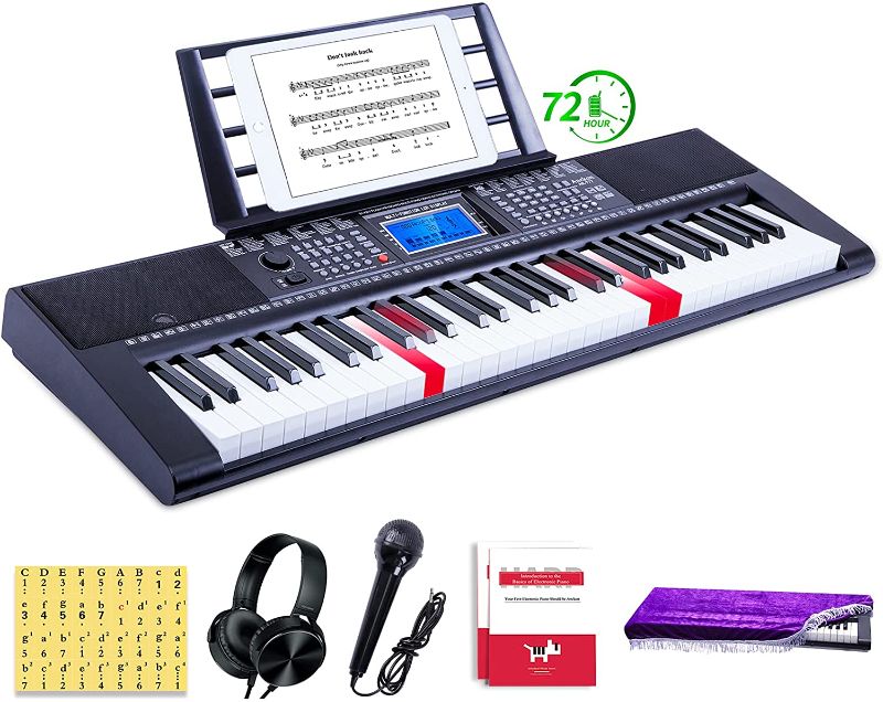 Photo 1 of Anckon Keyboard Piano With LCD Screen,61-key Beginners Electronic Keyboard Piano w/Lighted Keys,3 Teaching Modes,Headphones,Microphone,Built-In Speakers,Black
