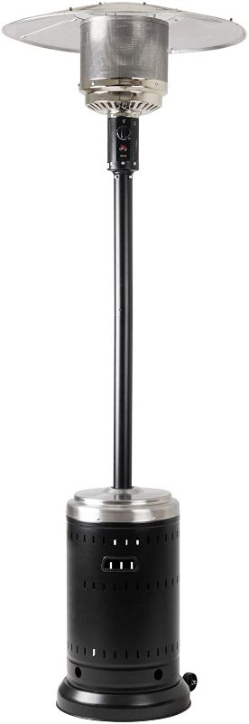 Photo 1 of Amazon Basics Outdoor Patio Heater with Wheels, Propane 46,000 BTU, Commercial & Residential - Black / Stainless
