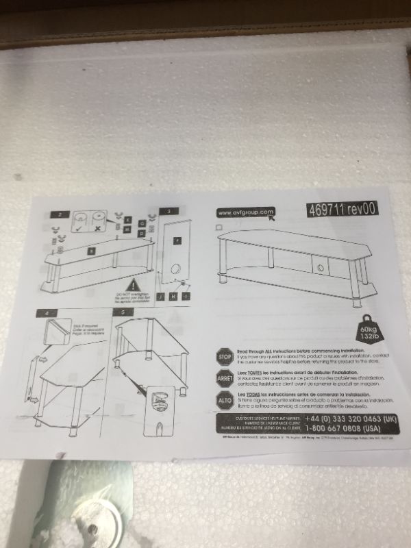 Photo 2 of SDC1400CMBB-A TV Stand with Cable Management for up to 65 in. TVs Black Glass, Black Legs
