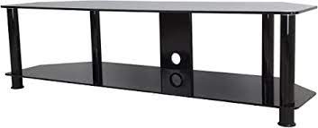 Photo 1 of SDC1400CMBB-A TV Stand with Cable Management for up to 65 in. TVs Black Glass, Black Legs
