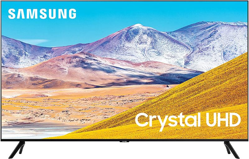 Photo 1 of SAMSUNG 85-inch Class Crystal UHD TU-8000 Series - 4K UHD HDR Smart TV with Alexa Built-in (UN85TU8000FXZA, 2020 Model) DAMAGED LEFT CORNER/ WHITE SPOT
