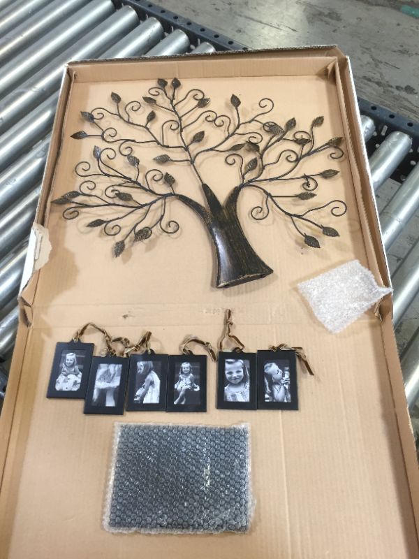 Photo 1 of ESK Collection Large Bronze Family Tree Picture Frame with 6 Hanging Photo Frames
