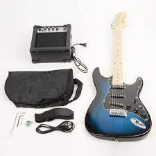 Photo 1 of Black Pickguard Electric Guitar Dark Blue with Amplifier Bag Strap Tool Pick, 17002271
