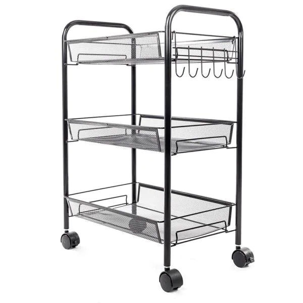 Photo 1 of 3 tier iron rolling shelf cart 