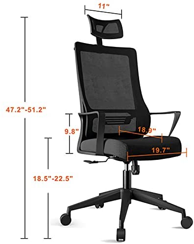 Photo 1 of Mimoglad Ergonomic Office Chair, Desk Chairs High Back Computer Chairs, Mesh Task Chair with Adjustable Headrest and Seat Height, Thick Foam Cushion
