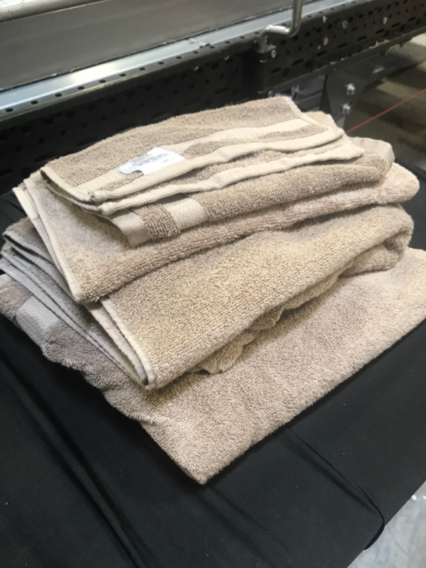 Photo 2 of Amazon Basics Everyday Bath Towels, 6 Piece Set, Taupe, 100% Soft Cotton, Durable