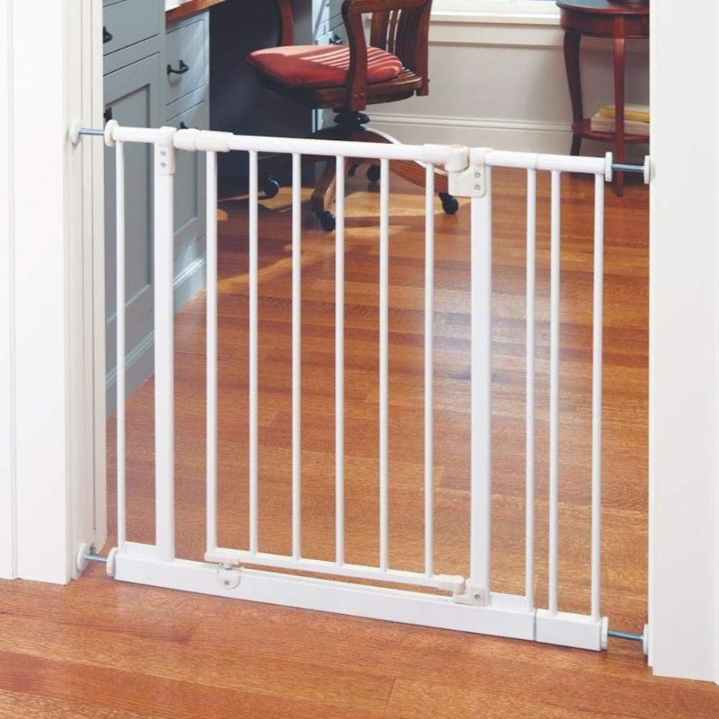 Photo 1 of 38.5” Wide Easy Close Baby Gate: Sturdy Safety gate with one Hand Operation, Pressure Mount, Fits 28-38.5” Wide, (29" Tall, White)