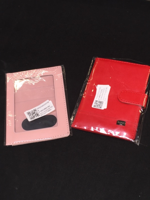 Photo 2 of Passport Holder Red and Pink with 3 credit card slots, an ID window, a boarding pass slot