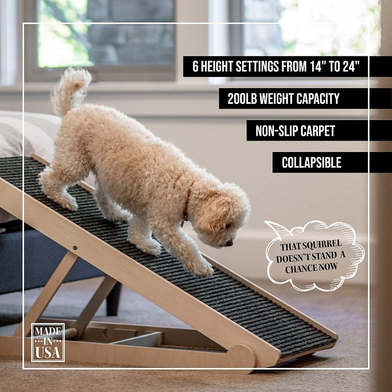 Photo 1 of Adjustable Pet Ramp for All Dogs and Cats - for Couch or Bed with Paw Traction Mat - 40" Long and Adjustable from 14” to 24” - Rated for 200LBS - Great for Small and Older Animals