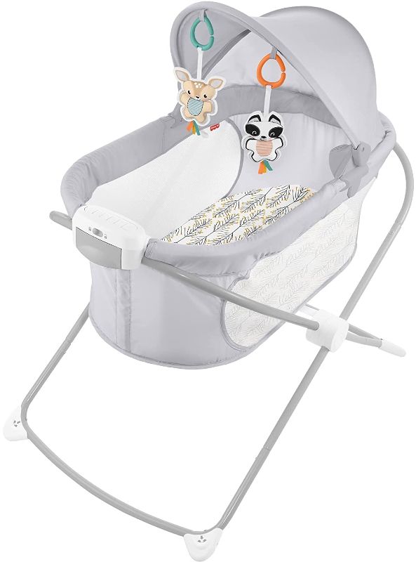 Photo 1 of Fisher-Price Soothing View Projection Bassinet – Fawning Leaves, Folding Portable Baby Cradle with Projection Light for Newborns and Infants