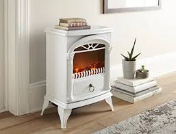 Photo 1 of 16" 1500W Heat Adjustable Freestanding Electric Fireplace Heater Stove, Elegant White: Home & Kitchen
