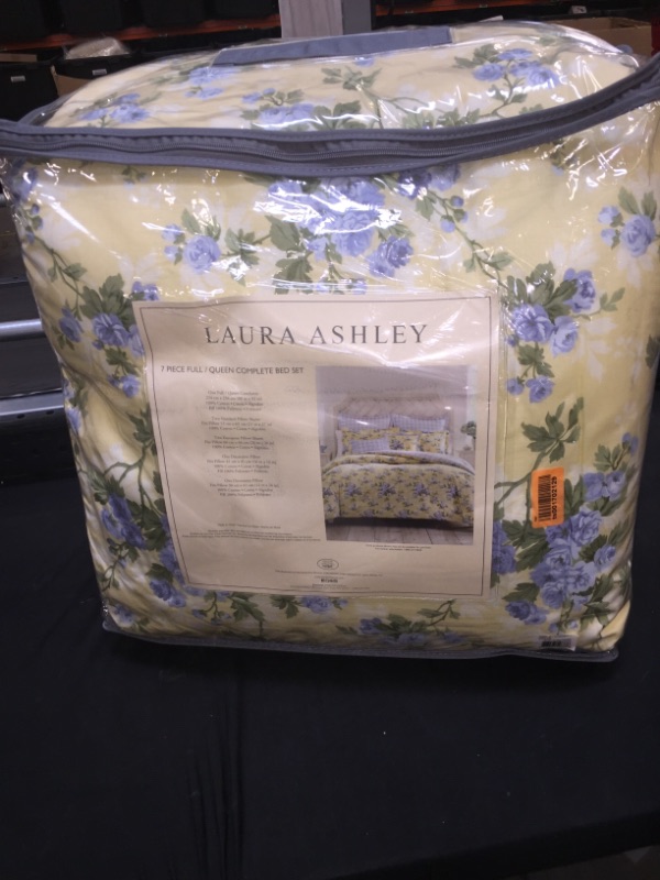 Photo 2 of Cassidy 7-Piece Yellow Floral Cotton Full/Queen Comforter Set
