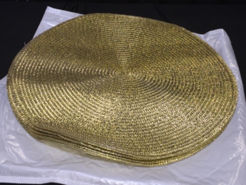 Photo 2 of DII Metallic Gold Round Woven Placemat - Set of 6